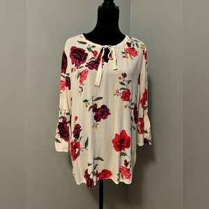Old Navy Floral Bell Sleeve Blouse, Peasant Style, Size XL